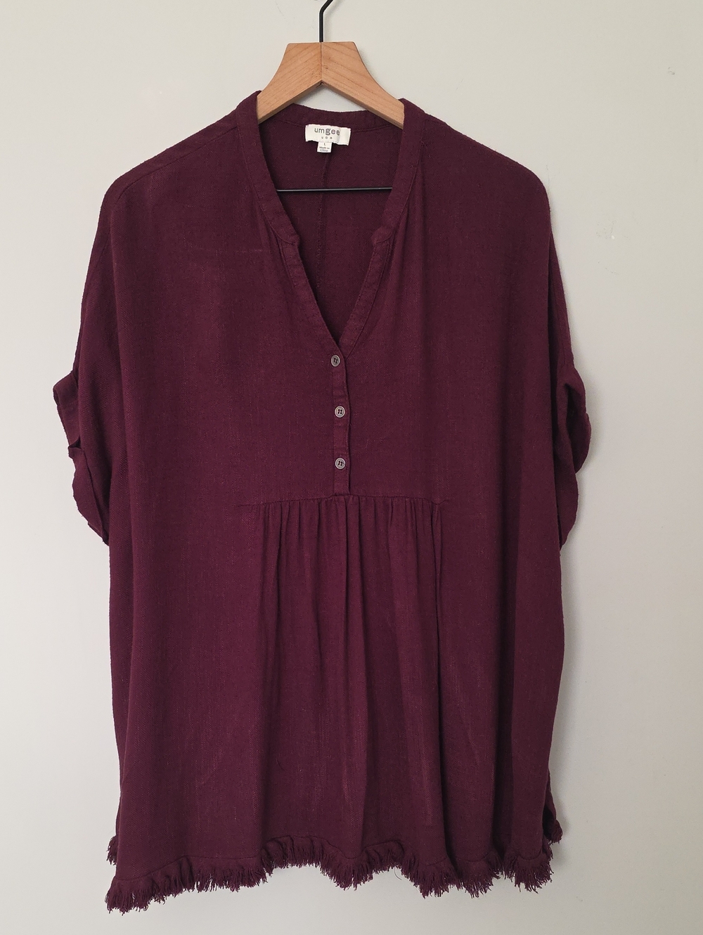 Umgee Linen Blend Button Front Babydoll Tunic